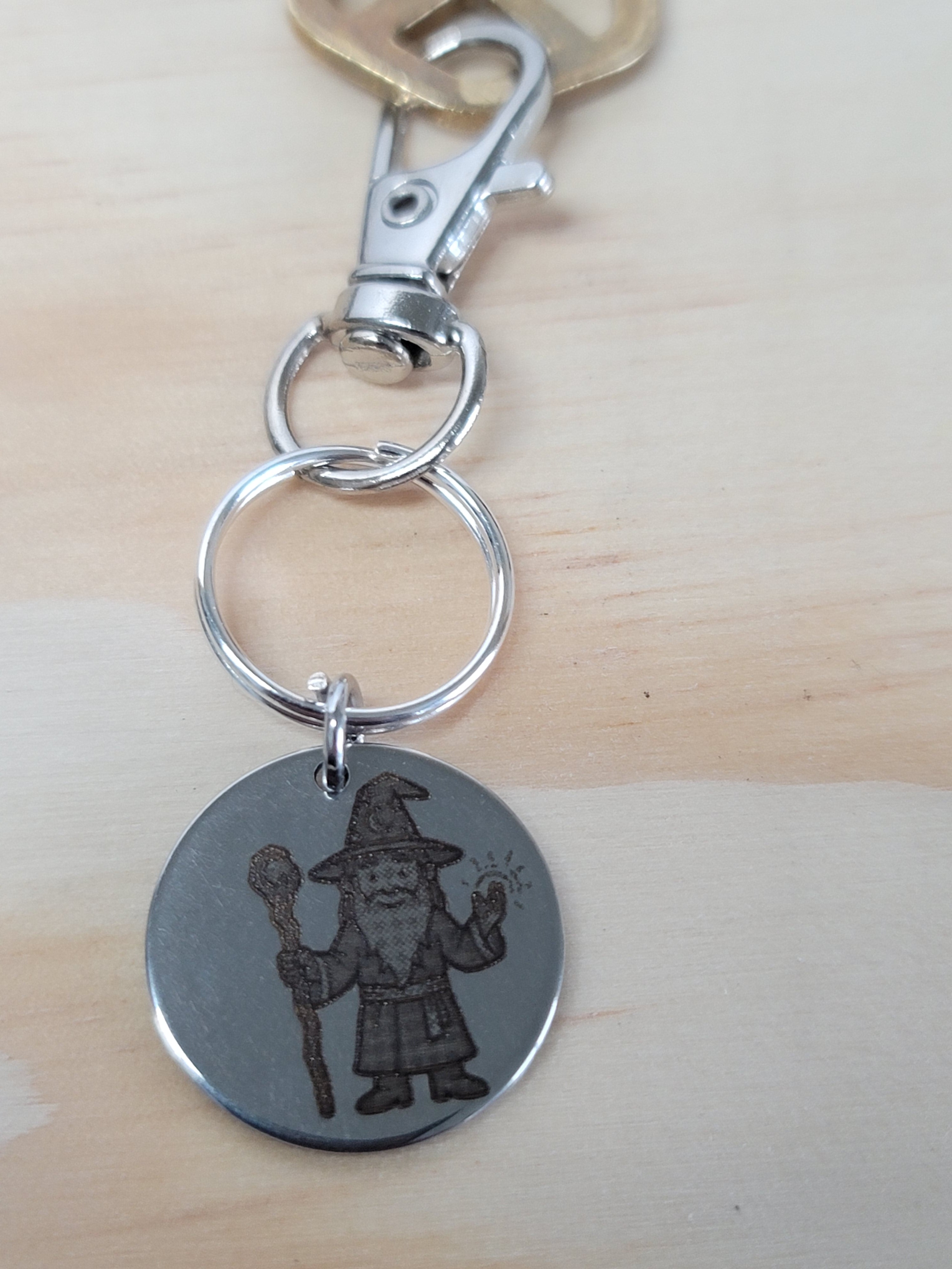 Laser Engraved Magic Keychain Fob – Steel Wizard Zipper Pull