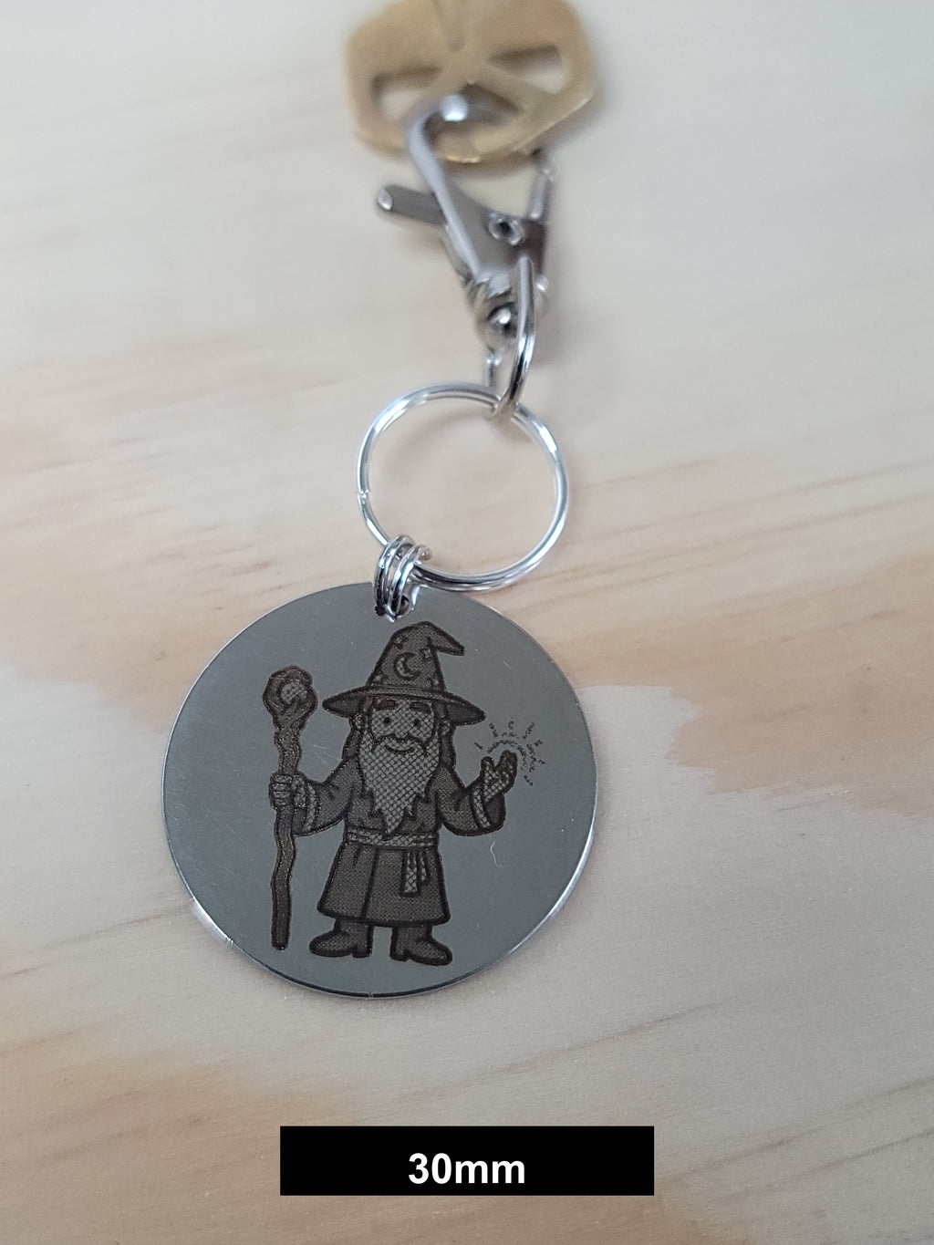 Laser Engraved Magic Keychain Fob – Steel Wizard Zipper Pull