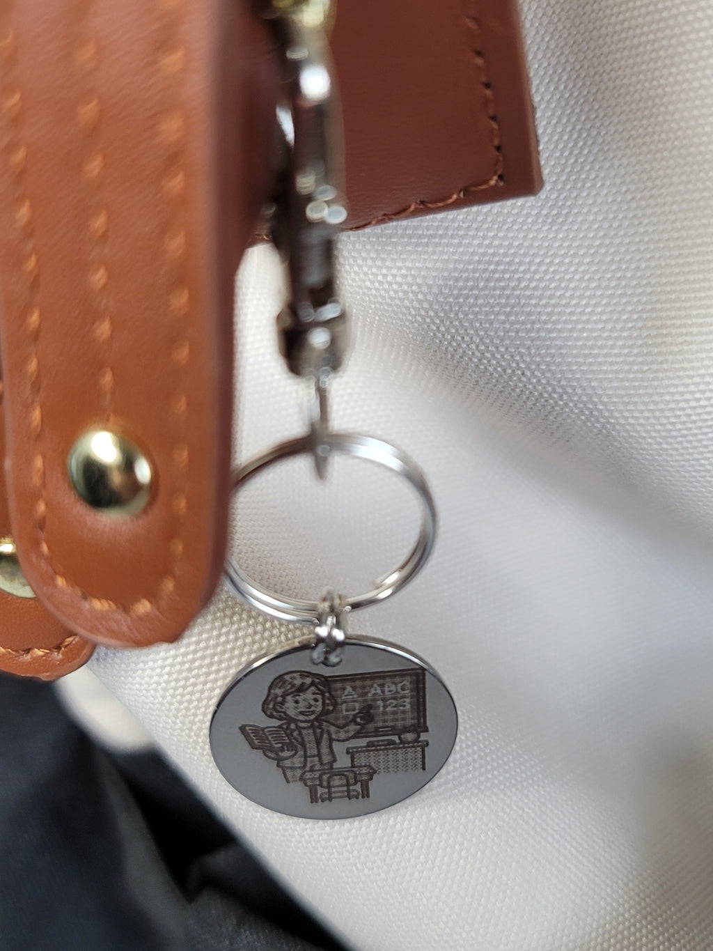 Laser Engraved Teacher Keychain Fob – Steel School Zipper Pull