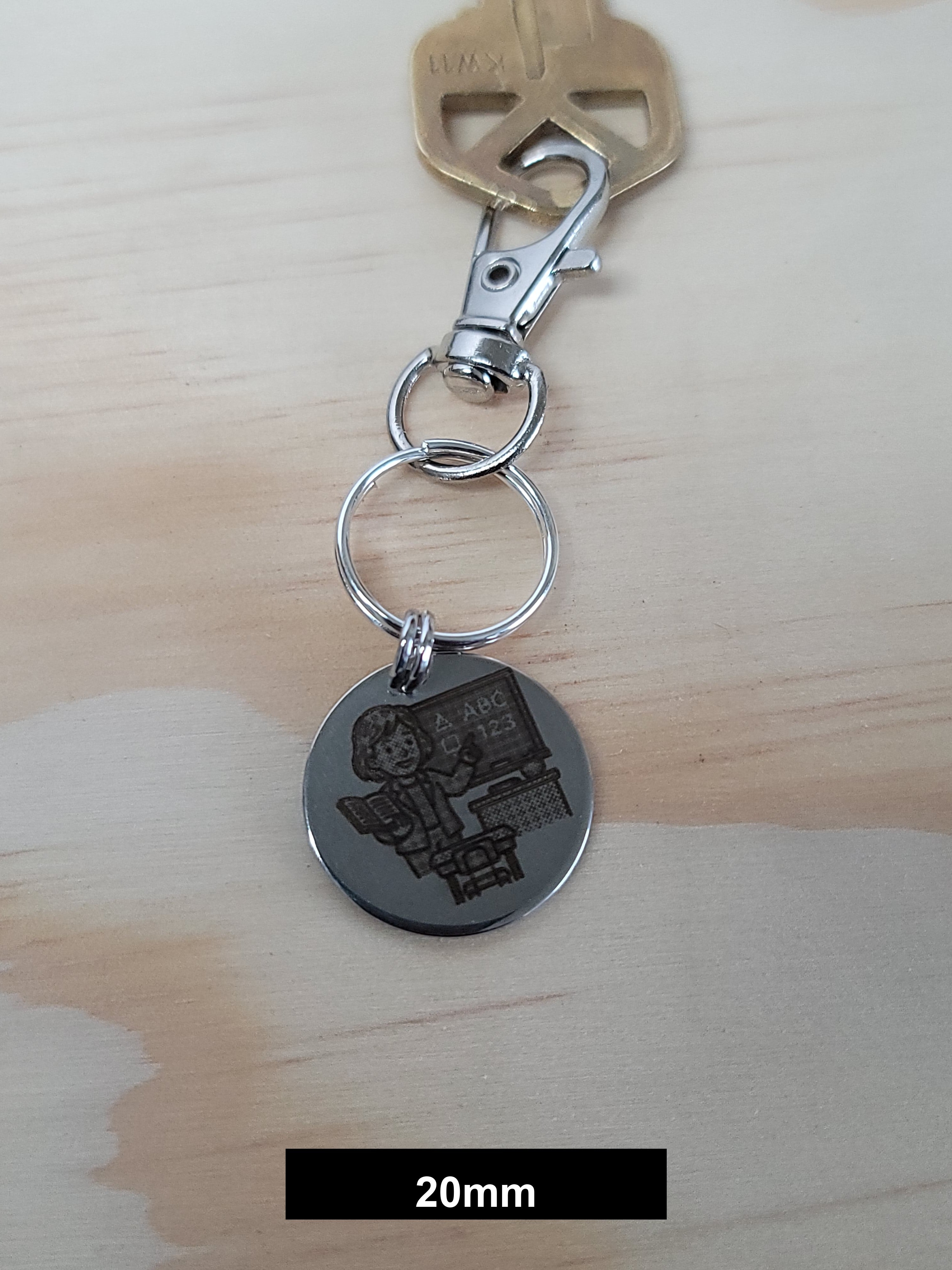 Laser Engraved Teacher Keychain Fob – Steel School Zipper Pull