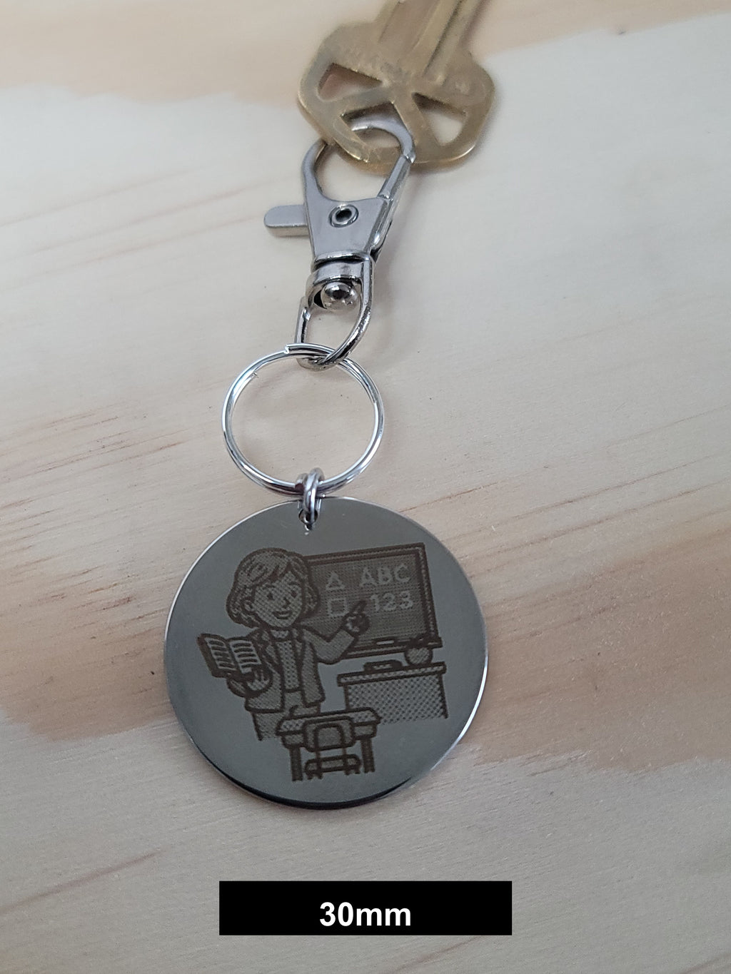 Laser Engraved Teacher Keychain Fob – Steel School Zipper Pull