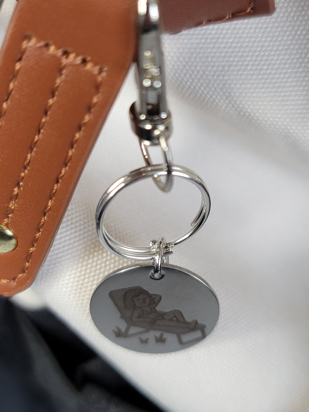 Laser Engraved Suntan Keychain Fob – Steel Summer Beach Zipper Pull