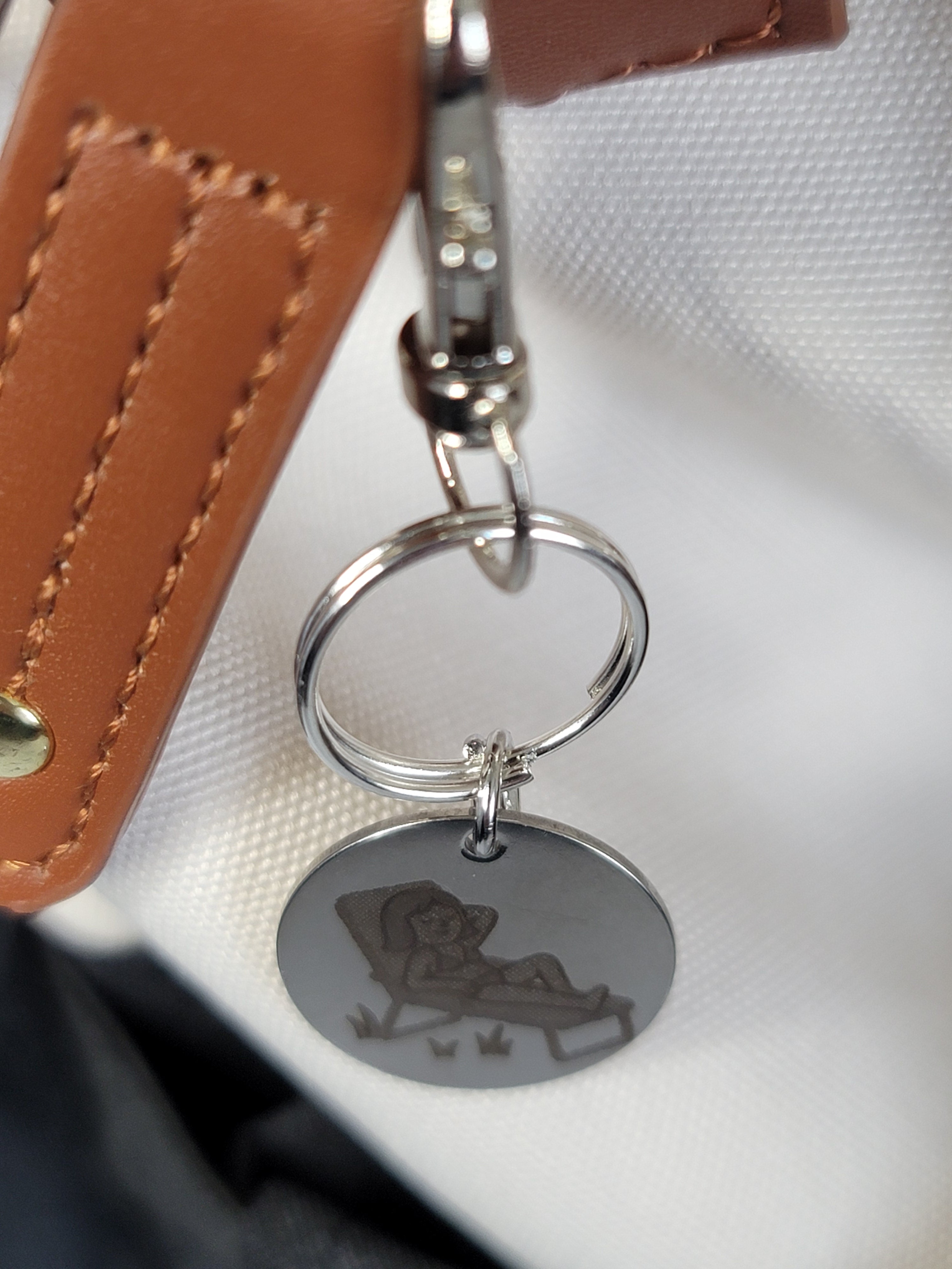 Laser Engraved Suntan Keychain Fob – Steel Summer Beach Zipper Pull