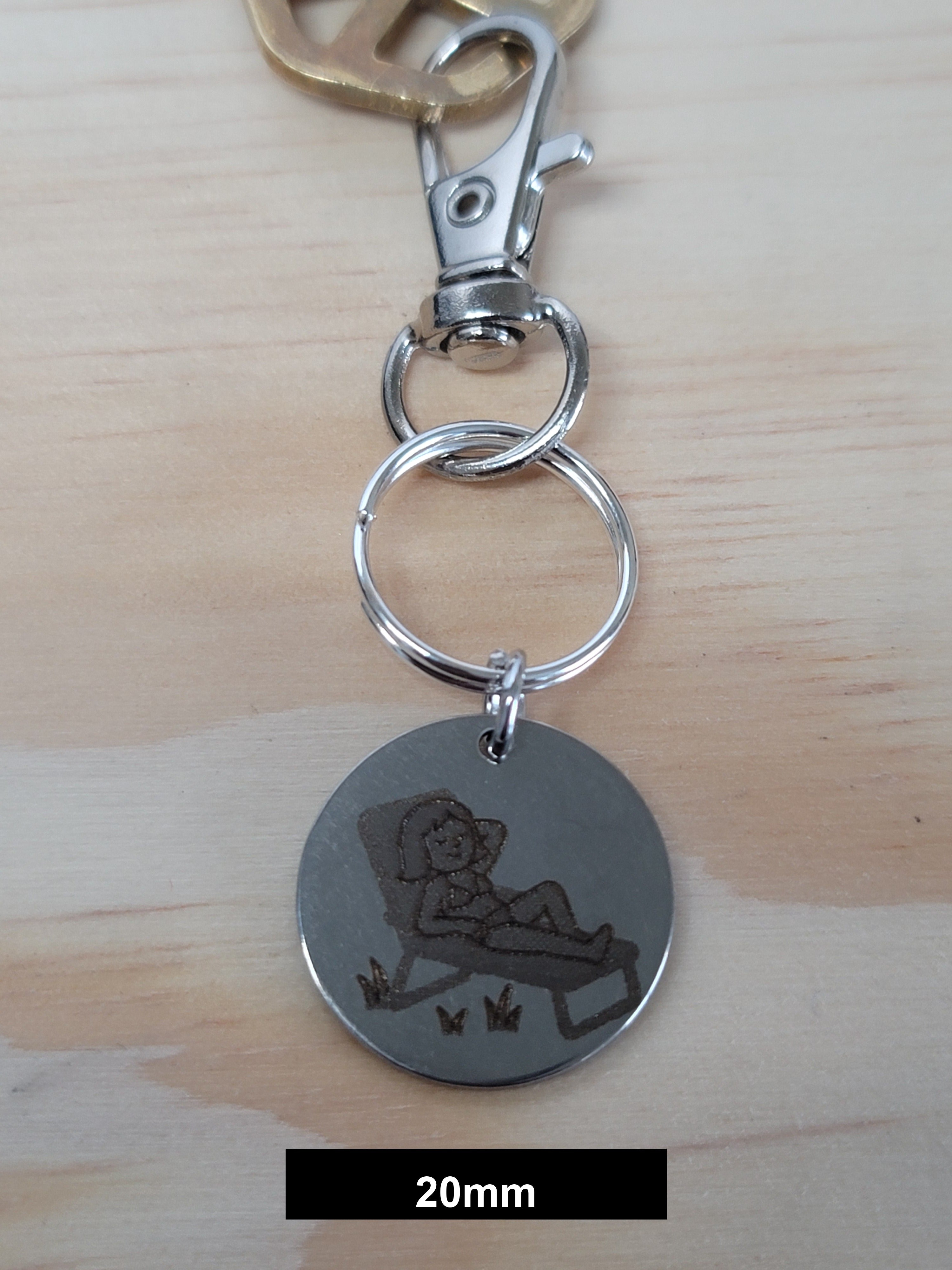 Laser Engraved Suntan Keychain Fob – Steel Summer Beach Zipper Pull
