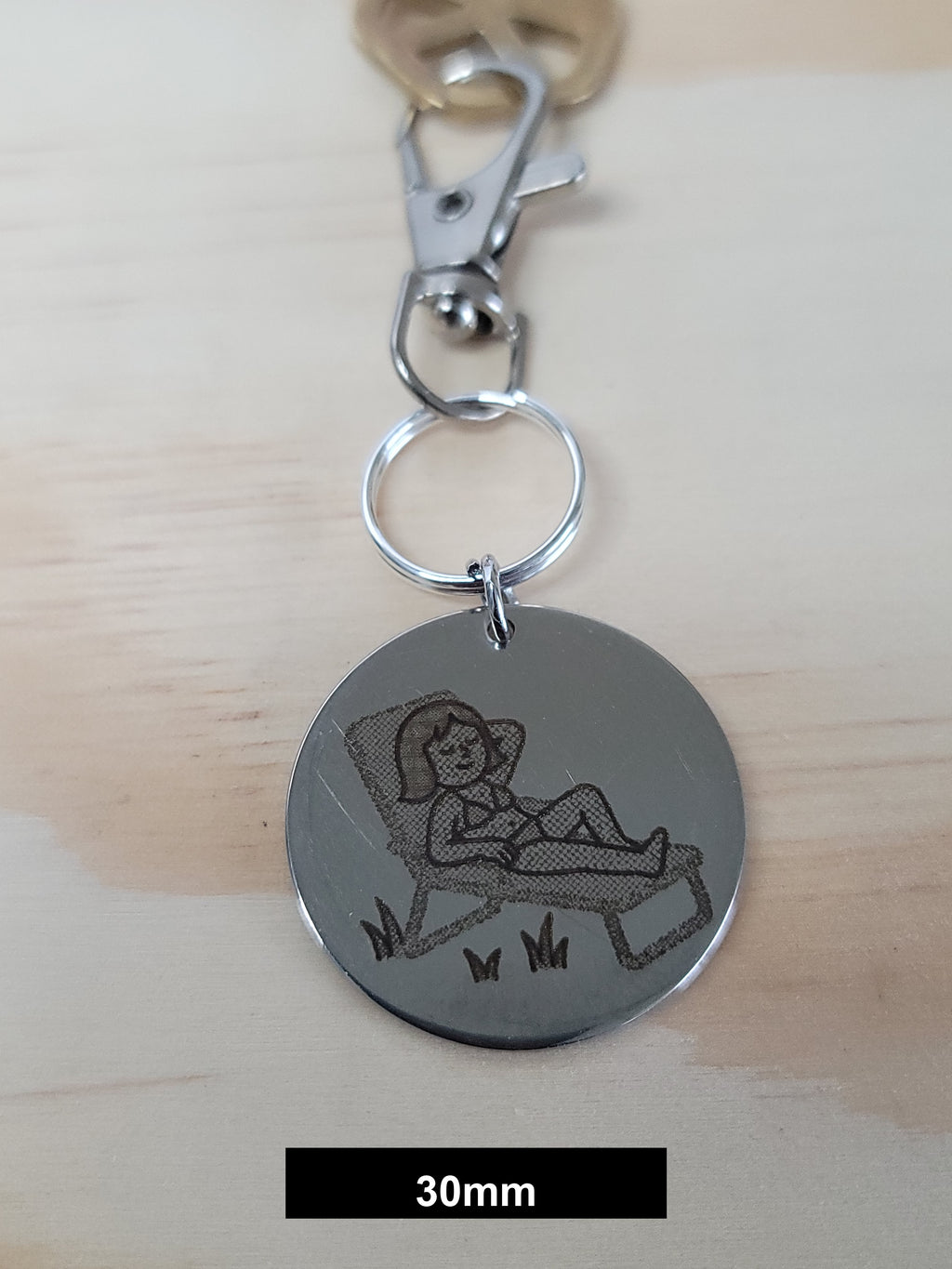 Laser Engraved Suntan Keychain Fob – Steel Summer Beach Zipper Pull
